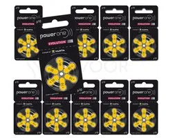 Power One Evolution 1,45 V Hoortoestelbatterij Zink-Zuurstof Niet-Oplaadbaar 10 - 10 Pakjes - Geel - 60 batterijen totaal