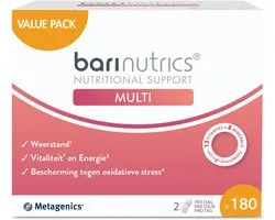 Barinutrics Multi - Voordeelverpakking 180 capsules (3 maand voorraad) - Multivitamine voor en na een maagverkleining (gastric bypass of sleeve) - 13 Vitamines & 8 Mineralen - Vitamine A B C D E K - Zink - Ijzer - Koper - Selenium - Jodium en meer