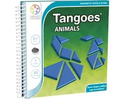SmartGames Tangoes Animals - Magnetisch Tangram Puzzelspel - 48 Uitdagende Opdrachten - Compact Reisspel & Solopuzzel - Vanaf 6 Jaar