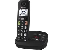 Panasonic KX-TGU130EXB, téléphone simple, téléphone senior, grandes touches, 1 combiné, répondeur, noir