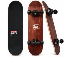 Suotu Skateboard - 80x20cm - ABEC-9 - 95A - absorption des chocs - Garçons - Filles - Skateboards Adultes