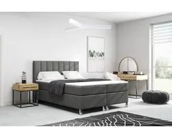 Meuba Home - Julio Boxspring - Anthracite - 180x200 - Boîte à ressorts intérieure - Avec surmatelas