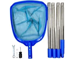 Set de filets de piscine - Manche télescopique et filet à mailles fines - Pour algues, feuilles et saletés - Piscines/étangs - Outil de nettoyage - Blauw - 185 cm - 4 pièces
