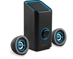 PC Speakers - Met Bluetooth 5.0 - Computer Speakers - Speakers voor PC - USB-C en USB-A - Complete 3-Delige Set - Speakerset - Zwart en Blauw - Faas