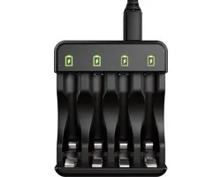 Voltière Batterij Oplader 1.2V - Voor 4 AA/AAA Ni-Mh 1.2V Batterijen - LED Indicatoren - Universele Batterijlader voor Oplaadbare Batterijen