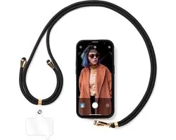 YONO Telefoonkoord Universeel - Telefoon Ketting Verstelbaar - Gsm Koord - Phone Cord - Nylon - Zwart Goud
