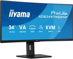 iiyama ProLite XCB3497WQSNP-B1 - 34 pouces - WQHD - VA - Hub USB (6x) - Réglable - USB-C Dock