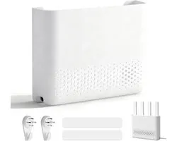 Witte Router Box met Kabelbeheer, Verstevigde Wandmontage, Ruimtebesparende Opbergdoos voor Modem en TV Station, Ideaal voor Wi-Fi Organisatie