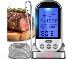 Digital Wireless Meat Thermometer with Oven Probe - BBQ, Baking, Roasting - Temperature Range up to 250°C - 1m Wire