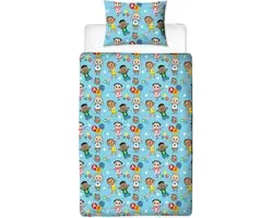 Cocomelon Housse de couette Friends - 140x200 - Katoen - Blend polyester - Blauw - Sinterklaas present - Cadeau de Noël