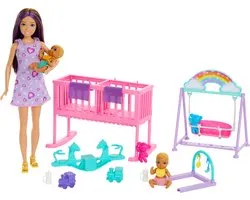 Barbie Skipper Babysitter - Babykamerspeelset met pop, tweeling en accessoires
