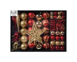 Boules de Noël de Luxe K&R Ventures® - Décoration de sapin de Noël classique en rouge et or - Décorations de Noël