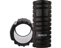 2BEHEALTHY Foam Roller Massage - 33 cm - Medium Hardheid - Foamrollers - Foamrol - Massage Roller - Massageroller - Spier Roller - Yoga - Zwart