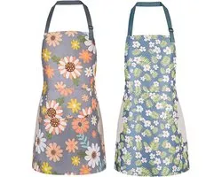 Keukenschort - 2 stuks - Dames Kook Schort - Professioneel Kookschort - Horeca Sloof - Simpel verstelbaar - Pottenbakken Schort - Verfschort - Knutselen - jeansschort - barmannen - timmermansschort - Barbecueschorten