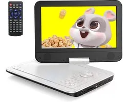 Lecteur DVD portable 12,5" avec support voiture et écran LCD 10,5" - 4 à 6 heures de lecture continue, synchronisation TV et compatibilité carte SD/USB