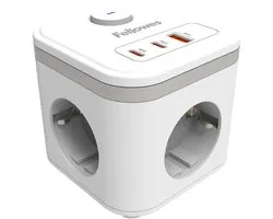 Power Cube Stekkerdoos - Type F – 3 Stopcontacten + 2x USB‑C & USB‑A – Verlengsnoer 2M – Met Schakelaar – Bureau Kabelmanagement