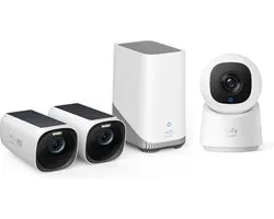 Ensemble de sécurité sans fil EufyCam 3 4K - comprenant Homebase 3 et 2 Caméras Solar + Eufy Indoor Cam C220 - Offre groupée