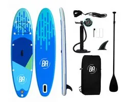 Best planche de SUP Active Premium - Set complet - Avec pompe, sac de transport, pagaie réglable, leash et kit de réparation - Charge max. 150 Opblaasbaar - 335 x 81 x 15 cm - Blauw/Vert
