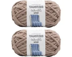Bernat Blanket Extra Coarse Chenile Acrylic Yarn - Mushroom Color - 2 Pack Jumbo Weight Yarn for Knitting Crocheting Amigurumi Blankets