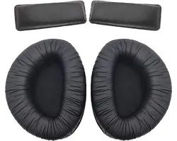 Somstyle Coussinets d'oreille avec Set -tête adaptés aux écouteurs Sennheiser HDR165 HDR175 HDR185 HDR195 / RS165 RS175 RS185 RS195 - Mousse souple - Cuir protéiné - Zwart