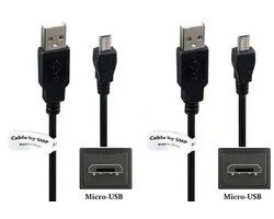 2 stuks OneOne 2,0m Micro USB kabel. Stevige laadkabel. Oplaadkabel snoer past op past op Sony Playstation 4 controller / Xbox One controller / Nintendo console Classic Mini NES / Mini SNES. (alleen voor de Mini consoles)