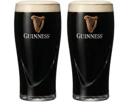 Guinness Bierglazen Pint 500 ml - Set van 2 - Klassiek Elegant Guinness Glazen - Stevig en Duurzaam - Perfect voor Speciaalbier Liefhebbers
