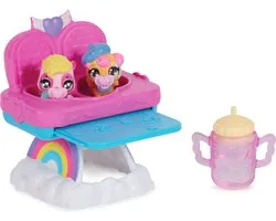 Spinmaster Hatchimals Alive - Ensemble de jeu Hungry Hatchimals avec chaise haute et 2 figurines dans des œufs à couver