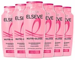 L'Oréal Paris Elseve Nutri-Gloss Shampoo - Shampooing Éclat Pour Cheveux Longs et Ternis - Avec Poudre de Perle - 6x 300ML