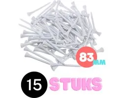 Golf tees hout - 15 stuks - 83mm - Wit - Golf accesoires - Golfset - Golftees - Golftee - Golfaccesoires