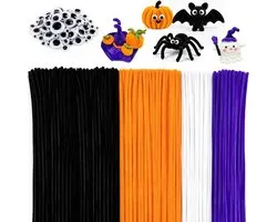 Cure-pipes noirs avec 100 yeux mobiles pour projets créatifs et décorations d'Halloween