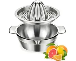 Presse-citron robuste de qualité HI NATURE™ | Presse-citron avec bac 400ml - Presse-agrumes manuelle - Lemon squeezer - Pince à agrumes - Presse-fruits - Presse-oranges | Argent