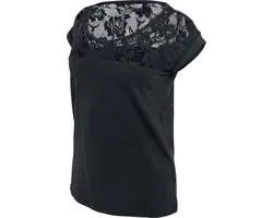 Urban Classics Laces Tee Dames T-shirt - zwart - XS