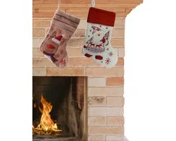 Kerstsokken - set van 2x stuks - H45 cm - pluche/jute