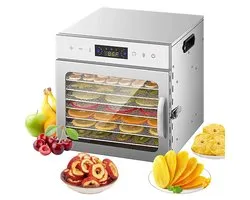 Elektrische Voedseldroger 8 Lagen Roestvrij Staal - Dehydrator Fruitdroger Vleesdroger Snackmaker - 400W Digitale Timer 24 Uur - Temperatuurregeling 35 tot 90 Graden - LED Bedieningspaneel - Geschikt voor Fruit Groente Vlees Jerky