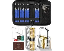 Lockpick set 25 stuks Dietrich set - transparante trainingssloten - leren tas - extractortool - beginners professionals