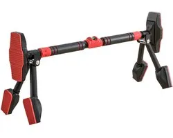Premium Pull Up Bar - Pull Up Station - Barre de Traction Porte - Réglable 80-110 cm - Capacité 225kg - Niveau à Bulle - Sport à Domicile - Entraînement de Force Fitness - Home workout - Zwart/Rood