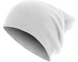 MSTRDS - Beanie Basic Flap Long Version white one size Beanie Muts - Wit
