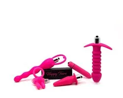 Happy Tears© - Set Plaisir Intimate – Set Anal et Vibromasseur 5 Pièces – Ensemble de Jouets en Siliconen avec Bullet, Plugs Anal et Anneau Pénien – Pour Hem et Cheveux