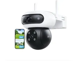 EZVIZ C90 Dual 2K+ (4MP+4MP) Beveiligingscamera Buiten Wifi - 360° Camera Buiten Nleurennachtzicht - Camera Beveiliging Wifi AI-detectie van Personen/Voertuigen - Tweerichtingsaudio - Alexa - Waterdicht