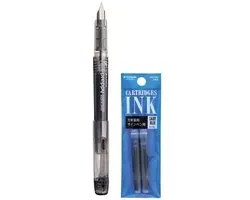 Platinum - Preppy Fountain pen Japan - MEDIUM - 0,5 - NOIR - recharges BLEU CLAIR