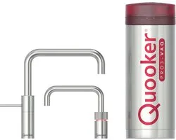 Quooker Nordic square twintap avec chaudière PRO3 Robinet 3-en-1 en acier inoxydable