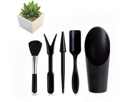 5-delige Succulent Planting Tool Set - Gardening Tool Kit - Mini Gardening Tools - Plant Care - Includes shovel, cleaning brush, seedling lifter, hole punch, and soil bucket - Suitable for indoor planting, digging, and cultivation - Black