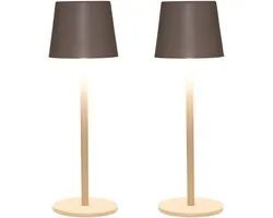 Lampe de table nomade collection Anna Ambiance - 2x - beige/sable - 27 cm - capteur tactile - sans fil/rechargeable avec USB - intérieur/extérieur