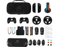 PlayCool 23-in-1 Accessoirebundel voor Nintendo Switch 2 – Beschermhoes, Screenprotectors, Thumb Grips, Joy-Con Siliconen Covers, Stuurset, Controller Grips, Oplaadstation, Playstand & Game Muisset