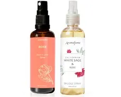 Aromafume - smudge spray - witte salie en roos spray - rozen spray - set van 2 - 100ml