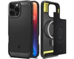 Spigen Rugged Armor MagFit - Hoesje Geschikt voor Apple iPhone 16 Pro Max - Back Cover Compatibel met MagSafe - Air Cushion - Zwart