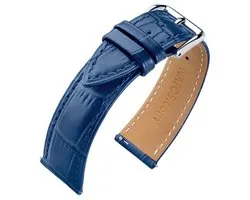 Bracelet de Montre en Cuir de Veau Alligator Blauw 24mm