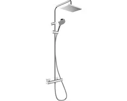 hansgrohe Vernis Shape - Showerpipe - EcoSmart waterbesparend - 230mm maat - 1 straalfunctie - Chroom - Met thermostaat