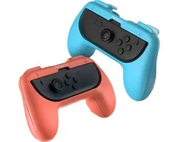 Poignées de contrôleur Phreeze adaptées pour Switch 2 Joy Con support - housse - ergonomique - avec déclencheurs - rouge et bleu - 2 pièces