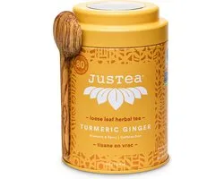 Curcuma Gingembre | JUSTEA | 110 grammes | 40/80 tasse | Gingembre Curcuma | Biologique | Commerce équitable | cadeau de thé